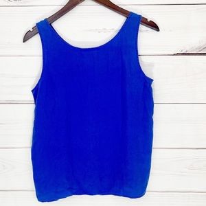Cache 100% silk blue sleeveless shirt blouse MED